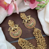 Antique Lakshmi Jada Billai with Golden Pearl Maatil-Bun Billai-Red Green-G13092